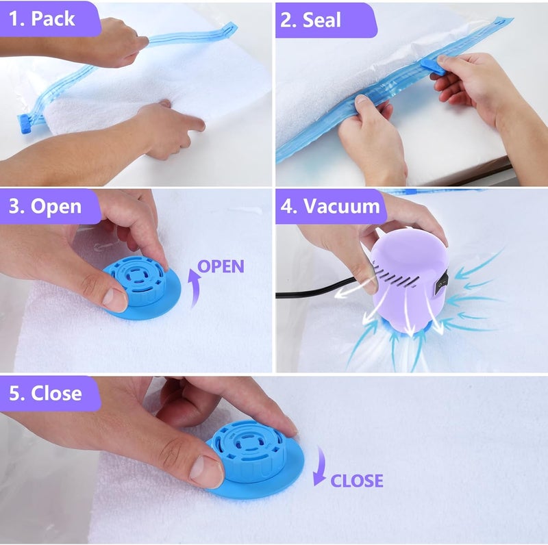 BAMCOO Electric Pump for Vacuum Storage Bags, Travel Vacuum Pump for Various Vacuum Seal Bags Portable Vacpack Air Pump for Compression Clothing Blanket Luggage Purple (Storage Bag Not Included) - Image 2